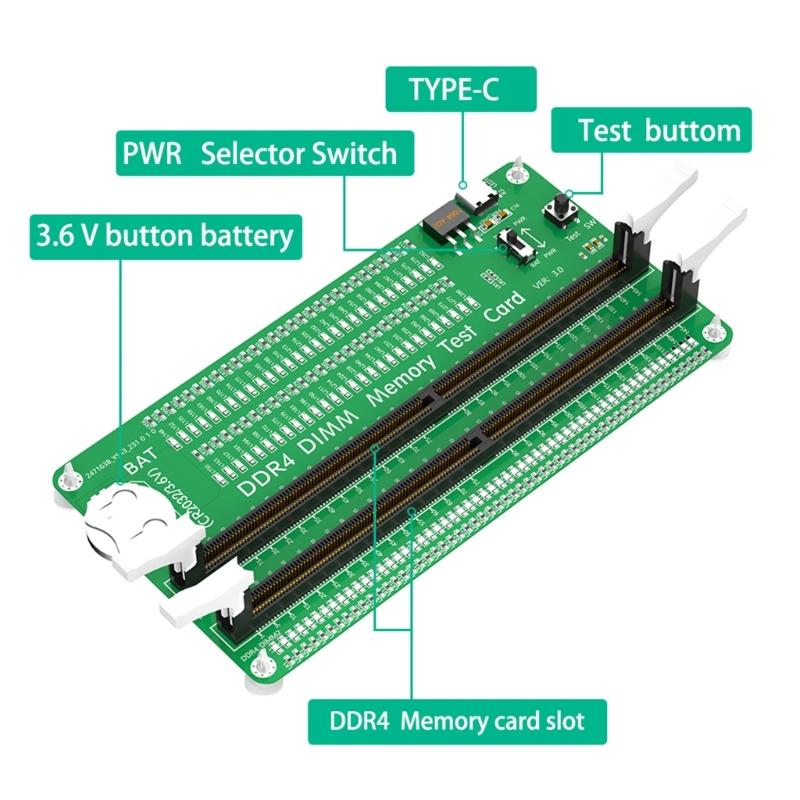 Memory Tester Desktop Computer DDR4 DIMM Memory Test Card with LED Indicators for Desktop Computer Memory Test Card
