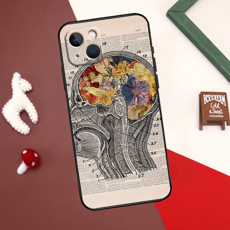 Brain Art Case For iPhone 13 12 11 14 15 Pro Max 7 8 Plus X XR XS Max 12 Mini SE 2020 2022 Cover Coque