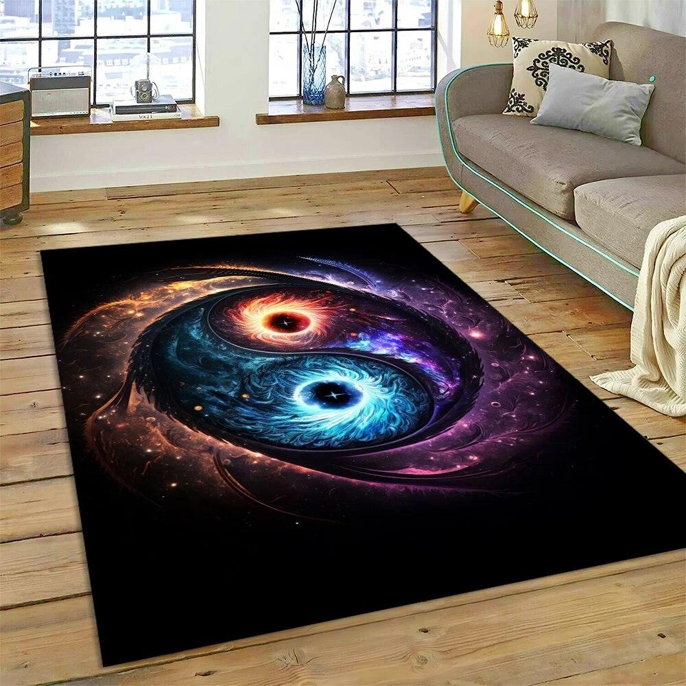 Yin og Yang 3D Naturaliser Kinesisk Tai Chi Teppe for Hjem Stue Soverom Sofa Dørmatte Dekor, Lekeområde for Barn Sklisikker Matte