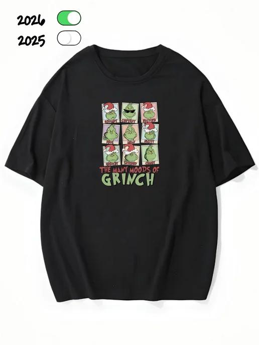 Oversized T-shirt with a New Year s print 4XL