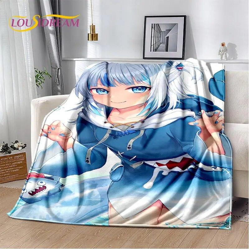 Gawr Gura Hololive Cute Anime Soft Plush Blanket,Flannel Blanket Throw Blanket for Living Room Bedroom Bed Sofa Picnic Cover Kid