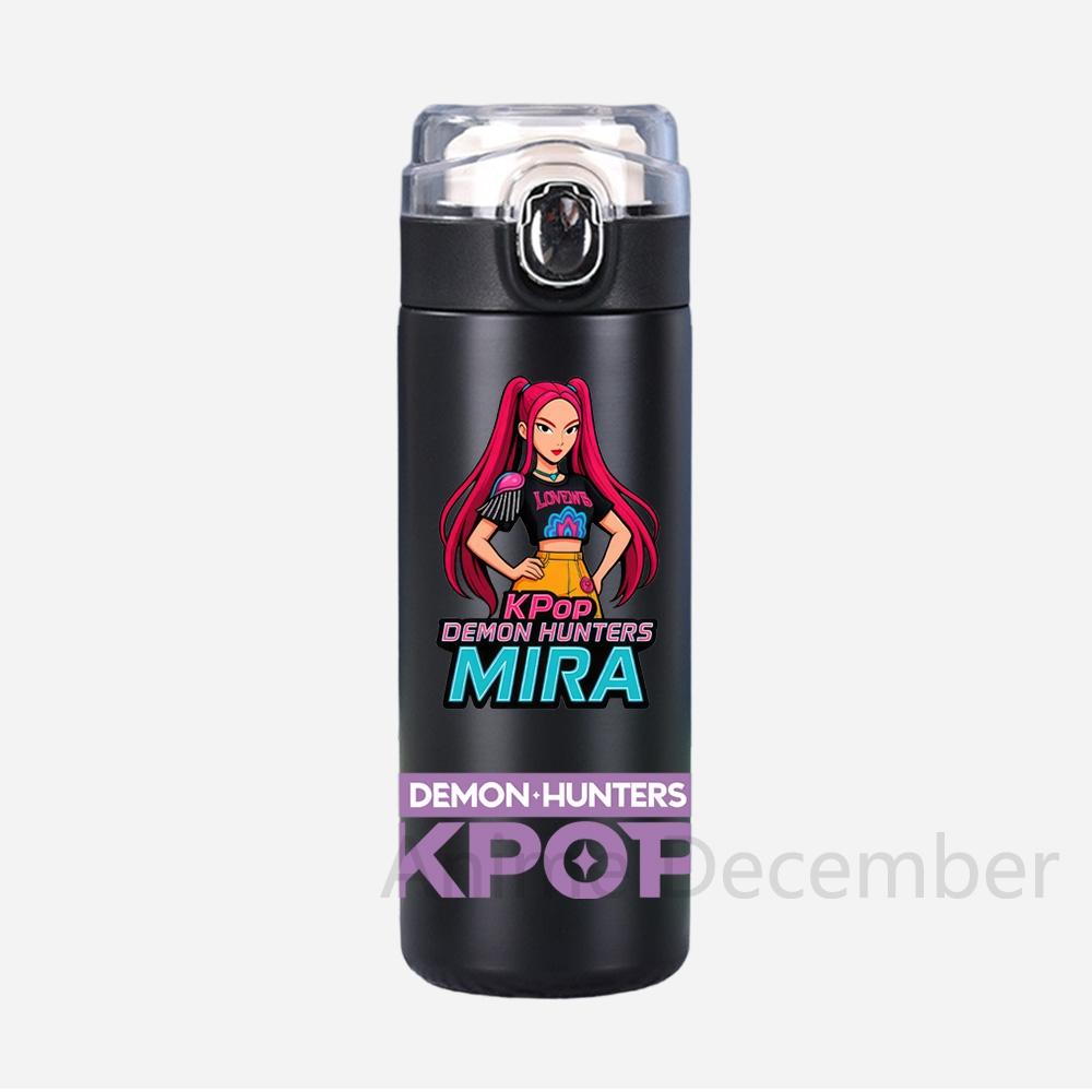 Anime K-Pop Lovci démonů Tištěná termoska Přenosná nerezová láhev na vodu 400 ml Nepropustný kempingový pohár na vodu Dárky