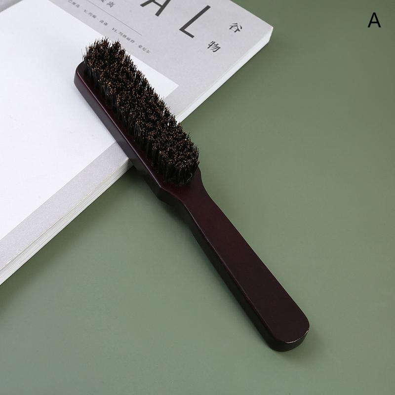 Men Beard Brush Wood Handle Boar Bristle Moustache Cleaning Brush Hairdressing Anti Static Barber Hair Styling Comb Shaving Tool