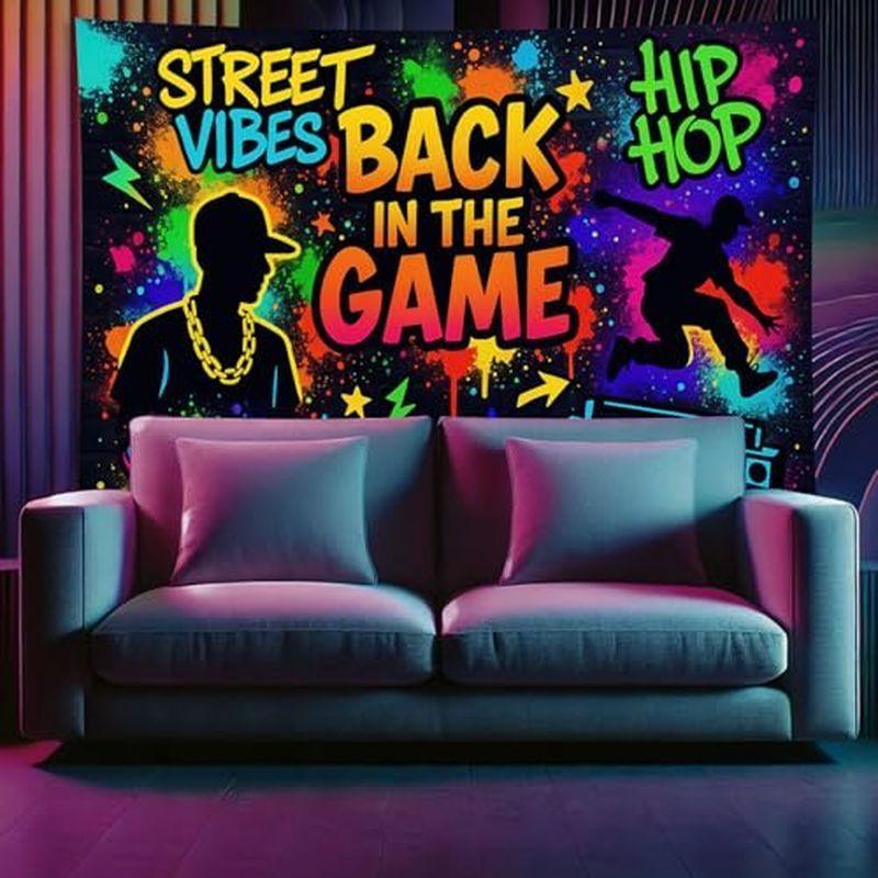 Hip Hop Street Style Tapestry, Neon Graffiti Wall Hanging, Dormitory Game Room Wall Decor for Room Decor