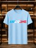 2026 New 100 Cotton Tshirt Tricolor Split Awesome Letter Print Minimalist Trend Casual Short Sleeve