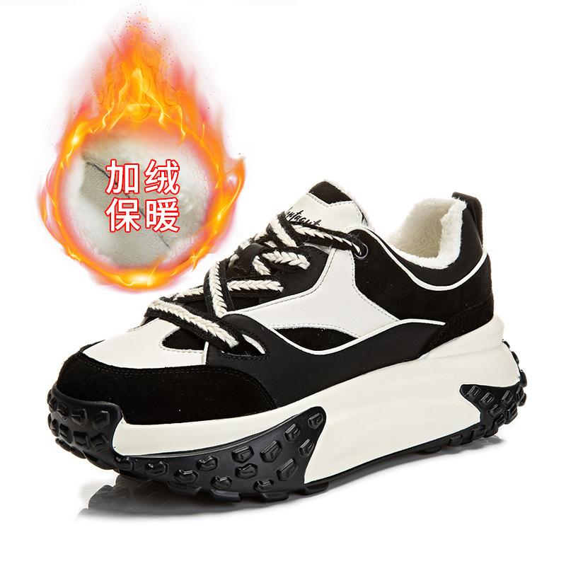

Leather velvet little white shoes women s 2025 winter new thick-soled heightening shoes women s casual board shoes women s versatile women s shoes 40