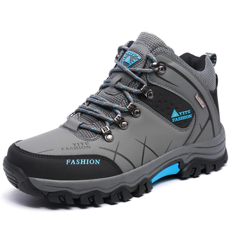 Men's Waterproof Leather Hiking Boots - Insulated, Mid-Top, Cold-Proof for Autumn and Winter