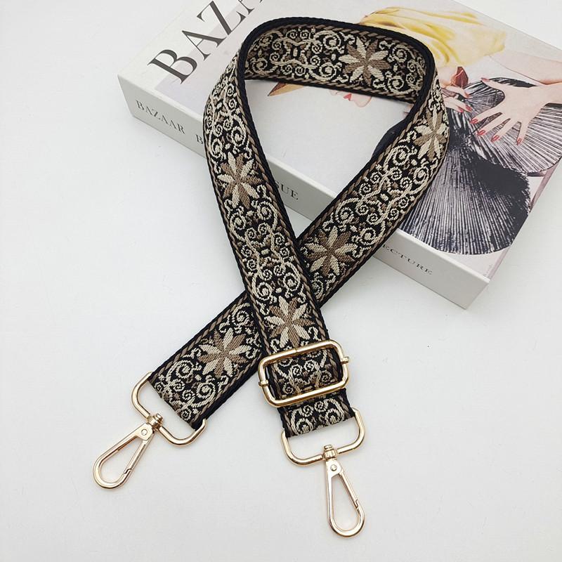 New Color Wide Crossbody Shoulder Bag Guitar Instrument Strap Replaceable Shoulder Strap Ethnic Style Shoulder Bag Strap Light gold hook