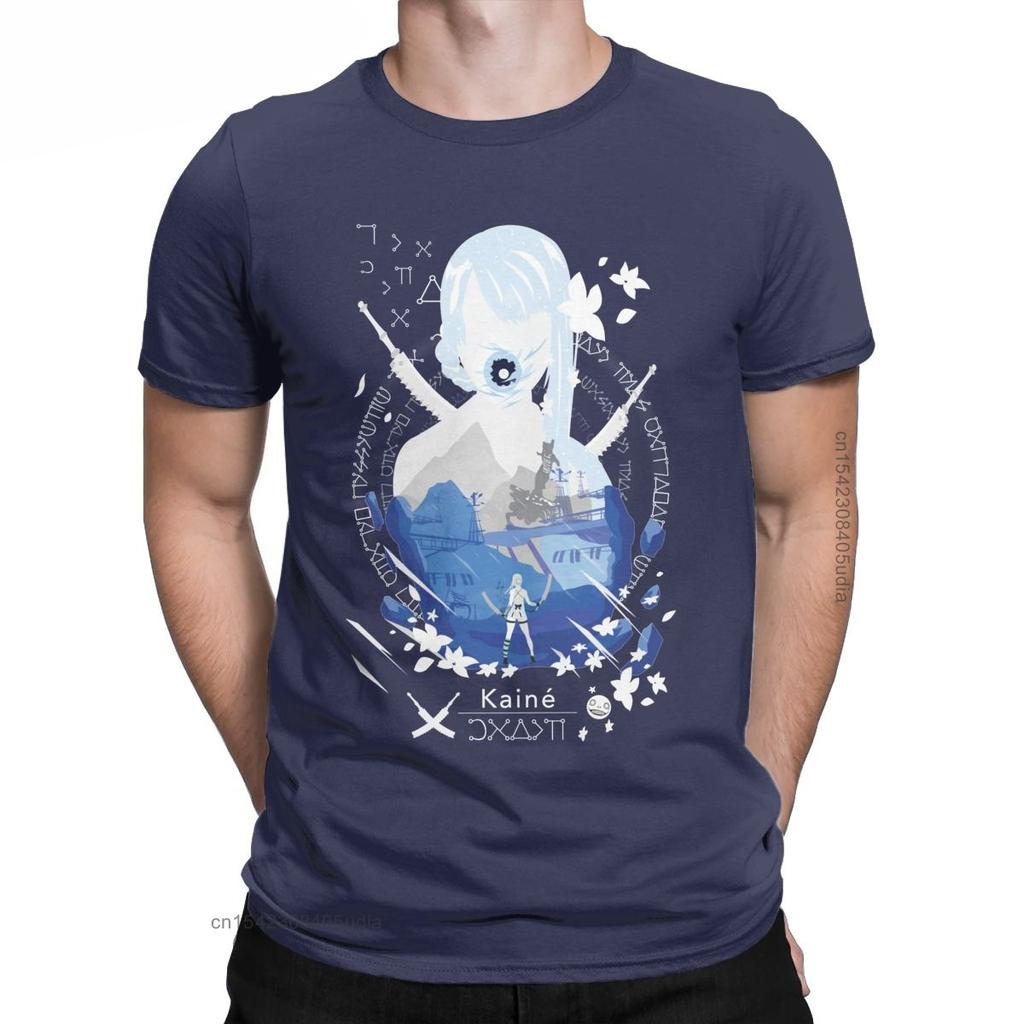 Kaine T-Shirt Men Nier Replicant Automata Game Funny Cotton Tees Vintage Oversized T Shirt Camisa Streetwear