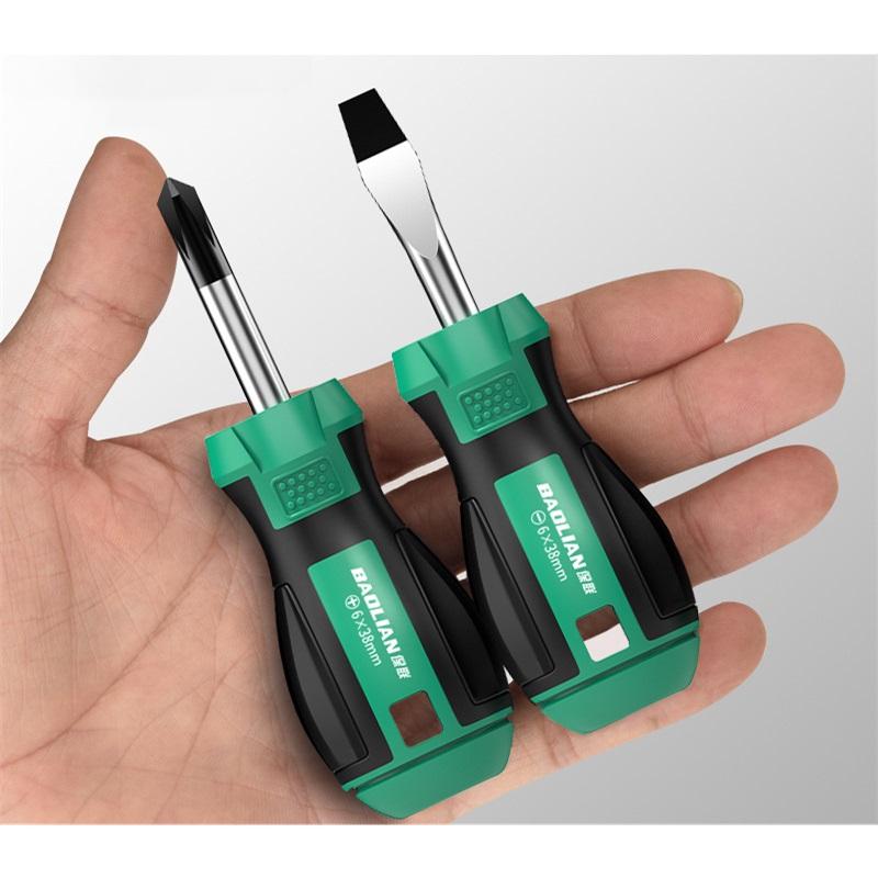 Mini Short Handle Screwdriver Magnetic Cross Slotted Screwdriver Industrial Grade Manual Repair Hand Tool for Household Maintenance
