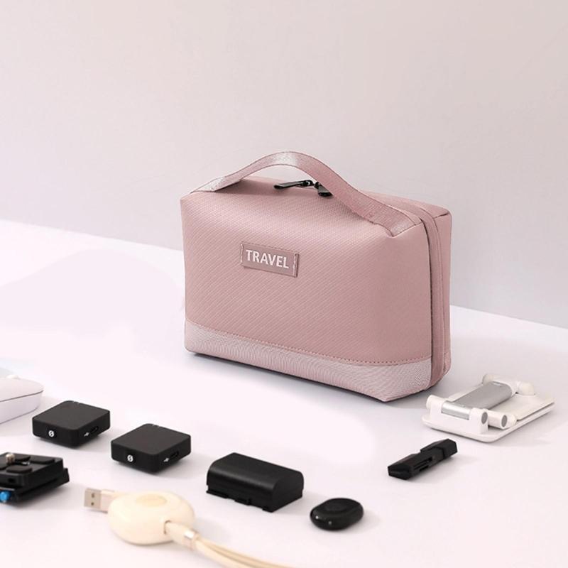 Travel Bag Pouch Electronic Accessories Organizers with Handle Carrying Case Shockproof Storage Bag for Data Cable Phone