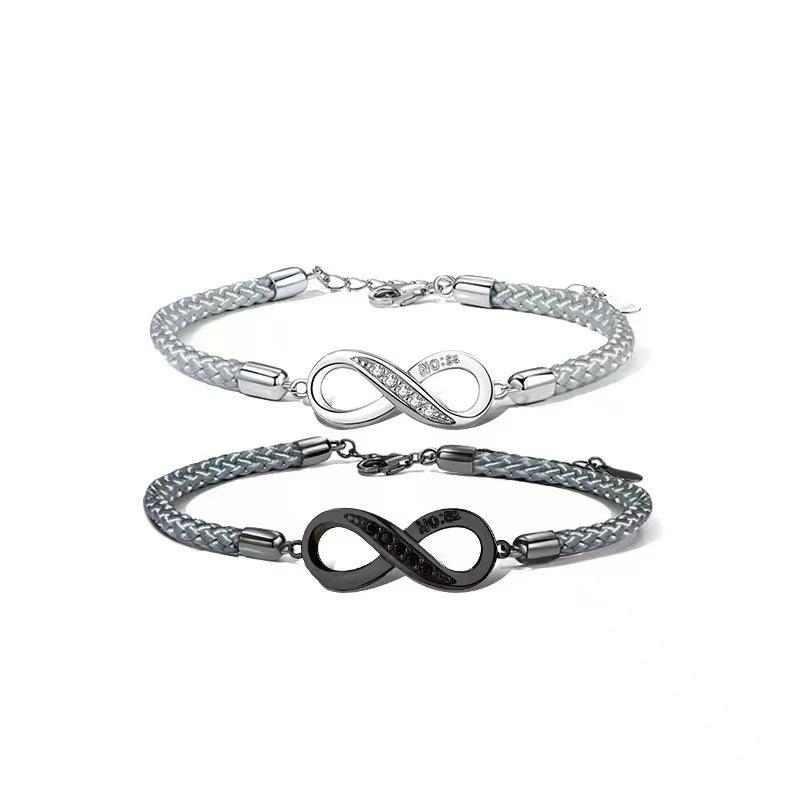 Black Mobius Loop Couple Bracelets Woven Hand Ropes For Men And Women Matching Pair Romantic Gift With