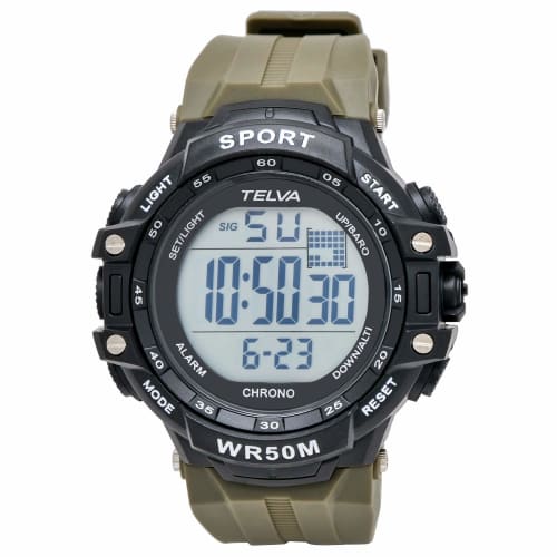 Klefer Men's Digital Sports Watch, Waterproof, Multi-Function, Urethane Strap, TE-D281-KH, Khaki