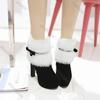 Fashion 2025 Winter New Women Fur Boots Waterproof Platform High Heel Thick Cotton Boots Bow Decorative Comfortable Christmas Red Botas
