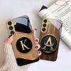 Luxurious Emblem Letters For Samsung Galaxy S26 S20 FE S21 S22 S23 Plus S24 Ultra S25Ultra S21+  S22Plus Golden Glass Phone Case