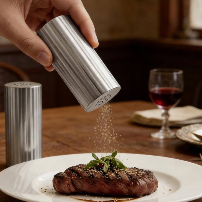 Oxidation Proof Metal Flavor Dispenser With Hole Cover For Controlled Seasoning In Kitchens