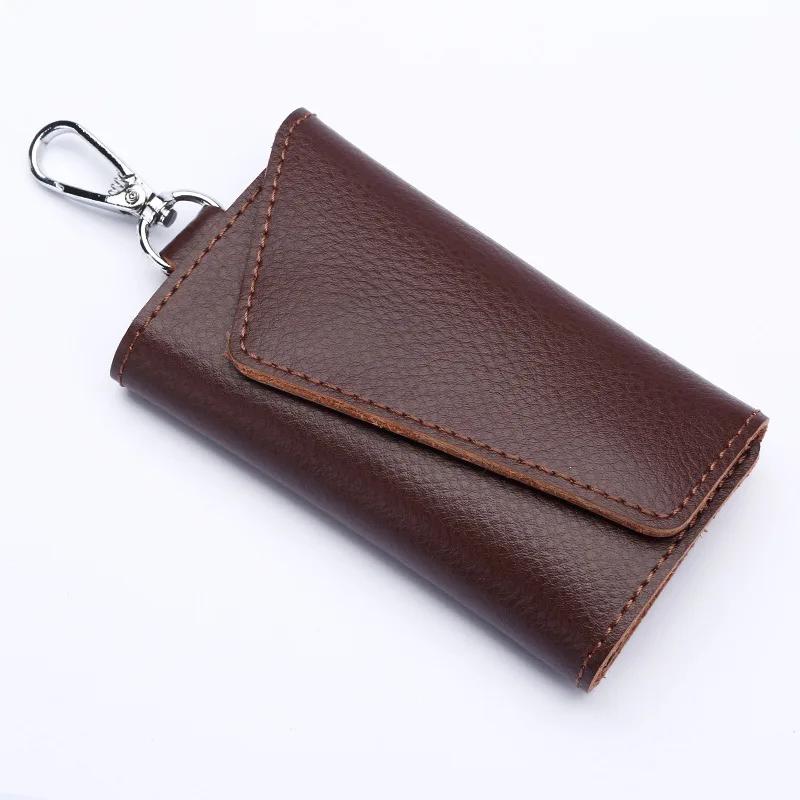 New Genuine Leather Keychain Men Holder Key Organizer Pouch Car Key Pouch Wallet Housekeeper Key Case Mini Card Bag