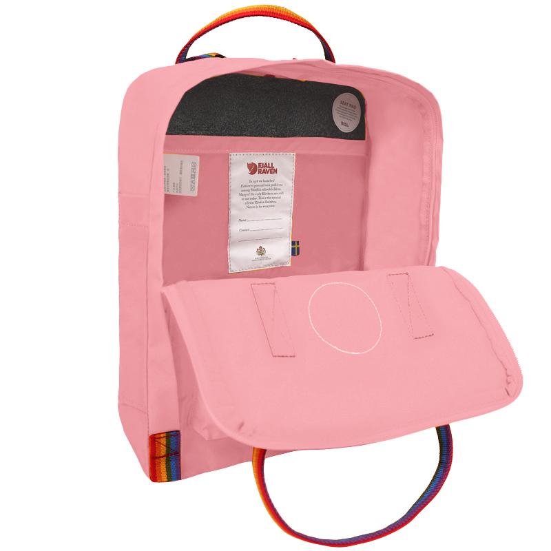 Fjallraven 16L Backpack Outdoor Bag Vinylon Pink & Rainbow Webbing Unisex 23620-312/907
