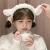 Obruč do vlasů Design ovčích uší Plyšová čelenka Bowknot Bell Decor Bílá čelenka do vlasů Příslušenství na mytí make-upu