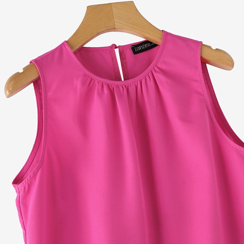 ZANZEA Rochie de damă casual cu guler rotund, fără mâneci, model maieu