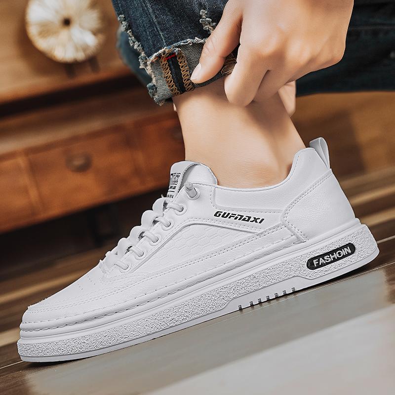 Fashion Men's Casual Shoes Spring Autumn Depressurized Breathable Lacefree Leather Shoes Super Soft and Wear-resistant Men's Board Shoes