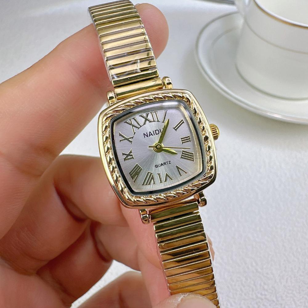 Vintage Women Gold Sliver Square Dial Roman Quartz Watch Fashion Bamboo Band Wristwatch Relogio Clock Ladies Dropshipping