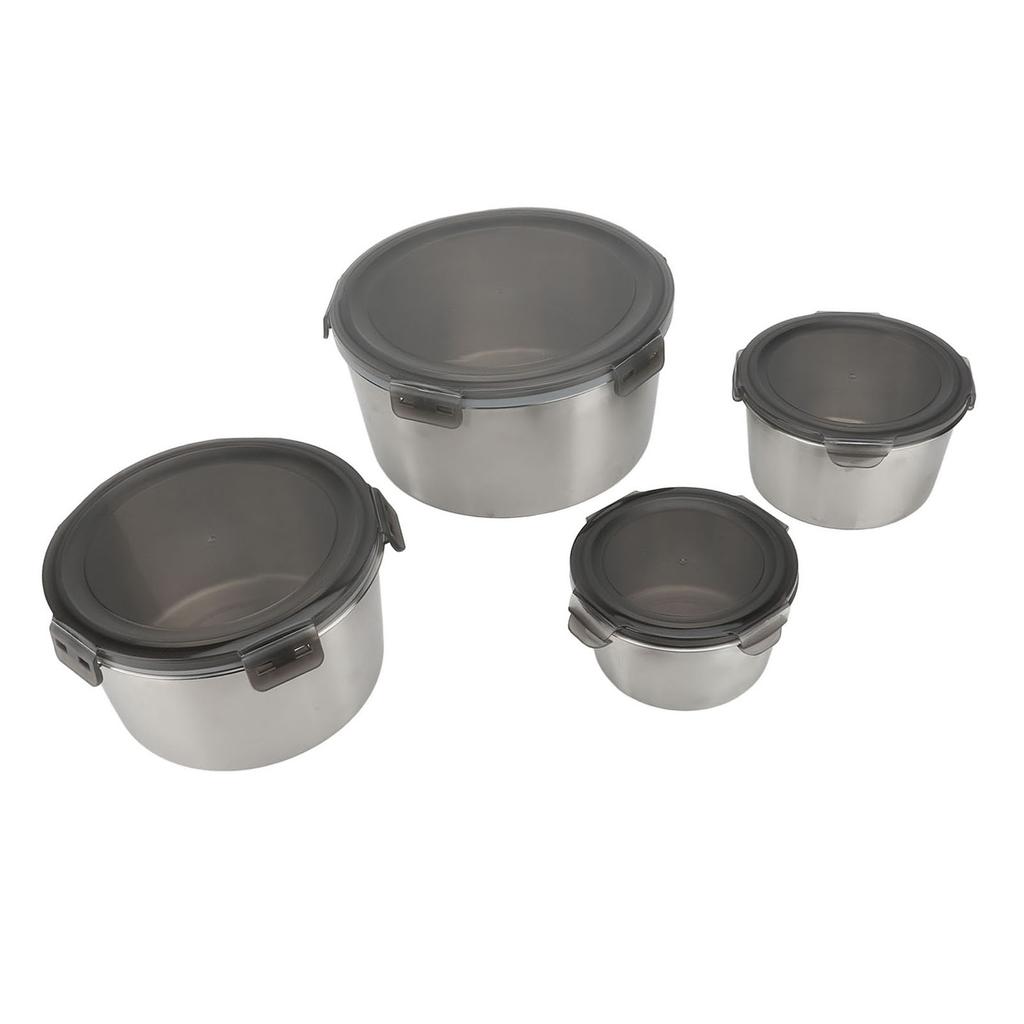 4Pcs Food Container with Lids Leakproof Reusable 304 Stainless Steel Food Storage Container for Lunc