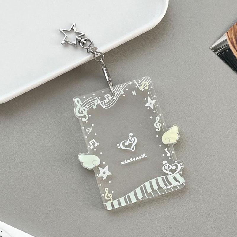 Angel Piano Themed 3 Inch Photocard Holder Acrylic Hard Card Sleeve Scratch Resistant Protector for Idol Card Collection