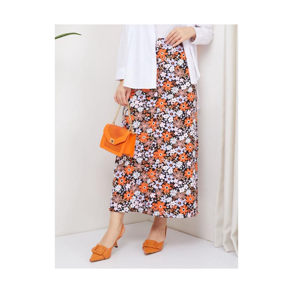 Gekämmter Rock aus Viskose - Schwarz / Fliesen