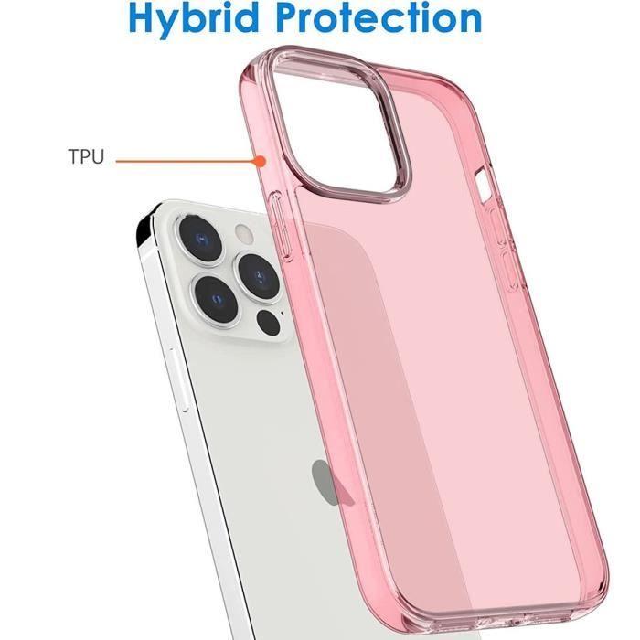 Coque Silicone - pour iPhone - 14 Pro Max - Rose Clair - 2 Verres Trempés - Protection Écran
