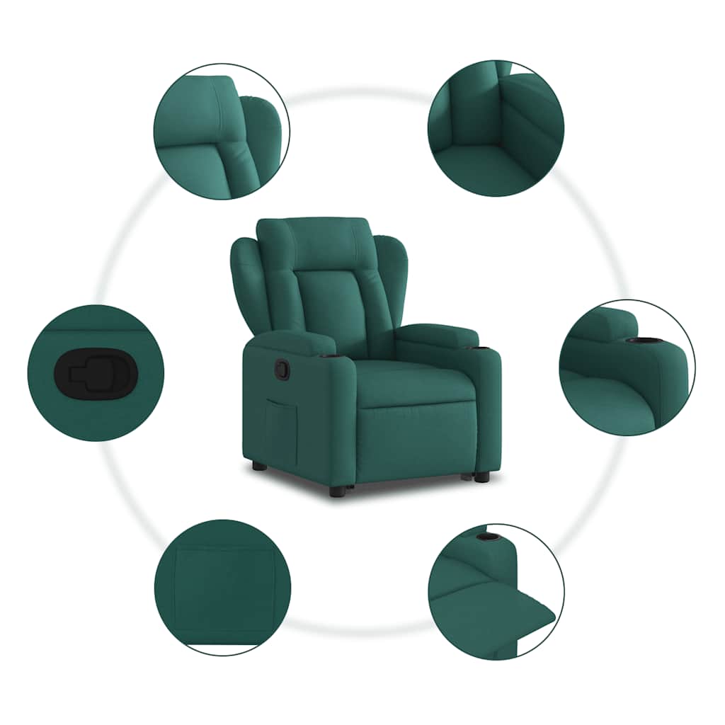 Recliner with Rising Function Dark Green Fabric