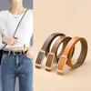 New Women's Round Buckle Hollow Belt Jeans Decorative Belt Waist Seal Versatile Real Cowhide Women's Smooth Buckle Belt