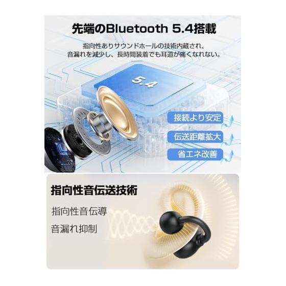 Earphones Bluetooth wireless earphones [2025 sound quality specialized model, ultimate fit] Bluetooth 5.4 Ear clip type No pressure feeling