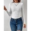 Women's Autumn and Winter Simple and Versatile T-shirts, Fashionable Age-reducing Slim Figure-showing Long-sleeved Tops