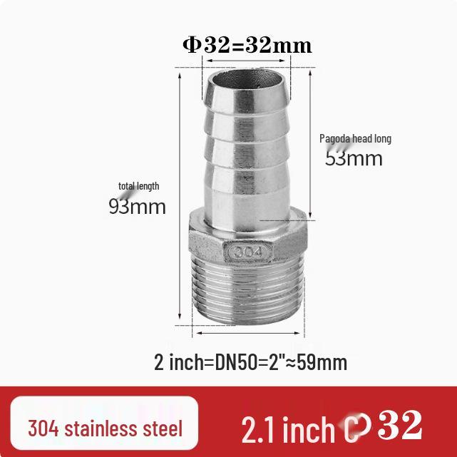 304 Stainless Steel Hex Male Thread Pagoda Fitting for Water/Air Hose