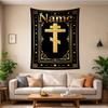 Custom Name Orthodox Cross Tapestry Wall Hanging for Bedroom, Living Room & Dorm Decor, Modern Home Wall Art