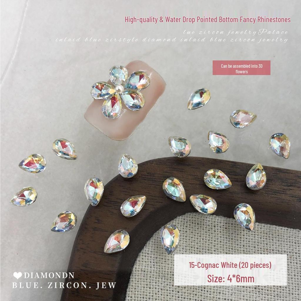 Peony Rhinestone Nail Art: Sparkling Crystal Five-Petal Flower Press-On Decorations