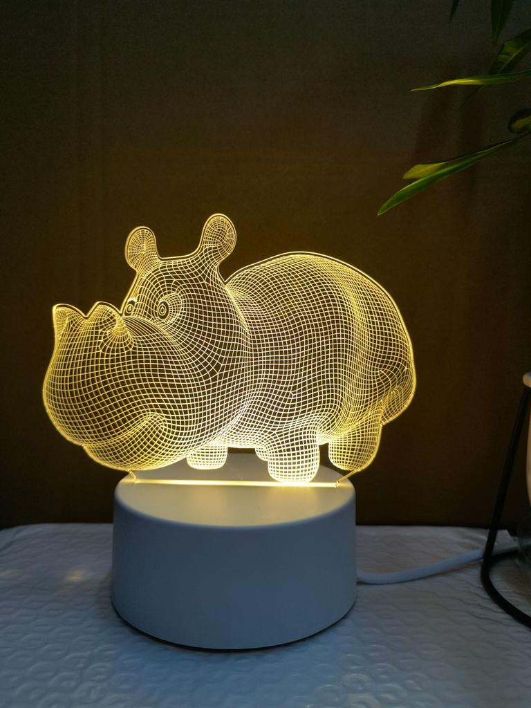 Creative 3D LED Night Light 7 Color Acrylic Veilleuse ABS Plastic Base LED Night Lamp for Children's Room Table Desk Use