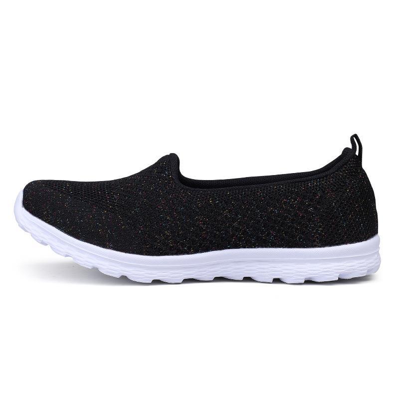 Foot Lazy Shoes Women's Flying Weaving Shallow Mouth Women's Shoes Casual Breathable Flat Bottom Single Shoes Mesh Four Seasons Shoes Large Size