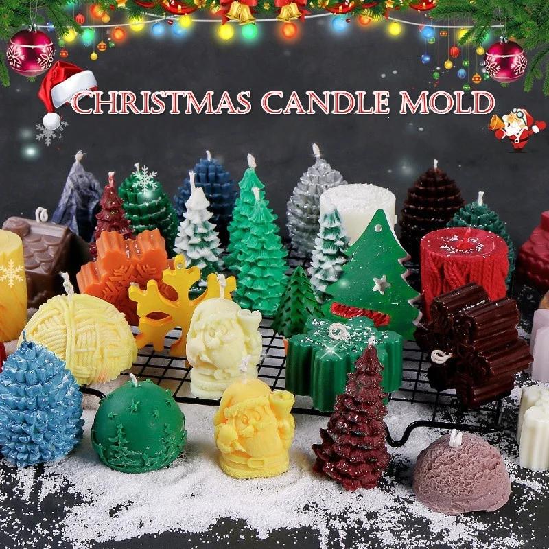 Christmas Silicone Mold Santa Claus Christmas Tree Cedar Pine Cone Silicone Mold DIY Aroma Candle Mold