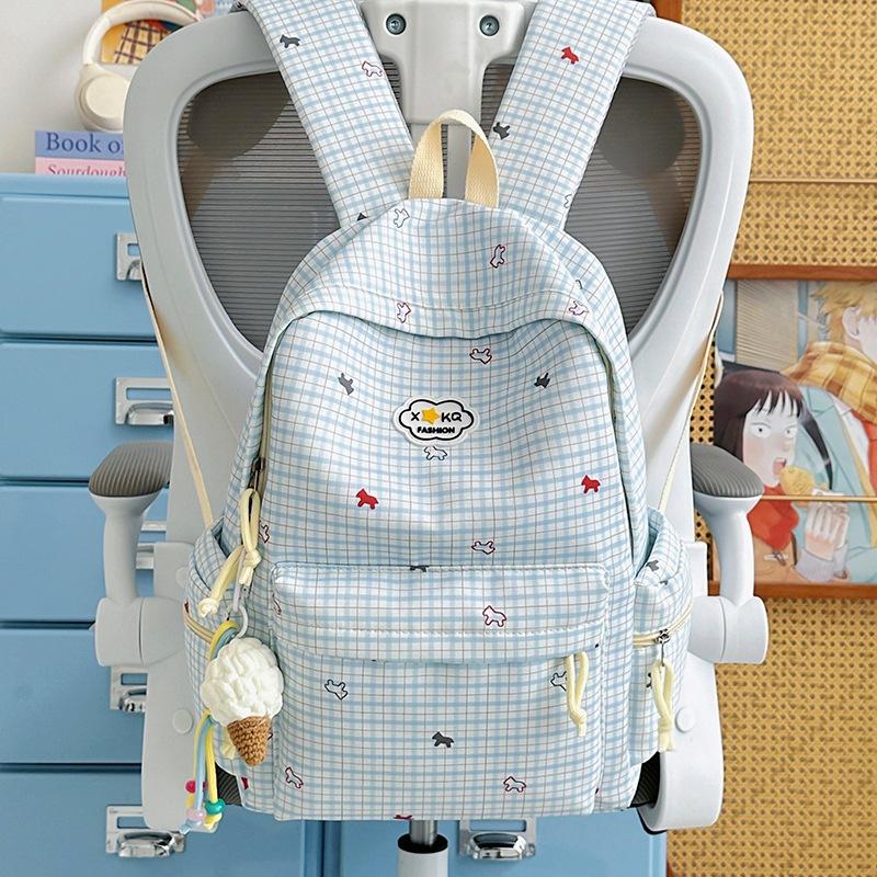 Schoolbag pastoral high school schoolbag female ins niche cartoon large capacity Korean backpack junior high school high value backpack