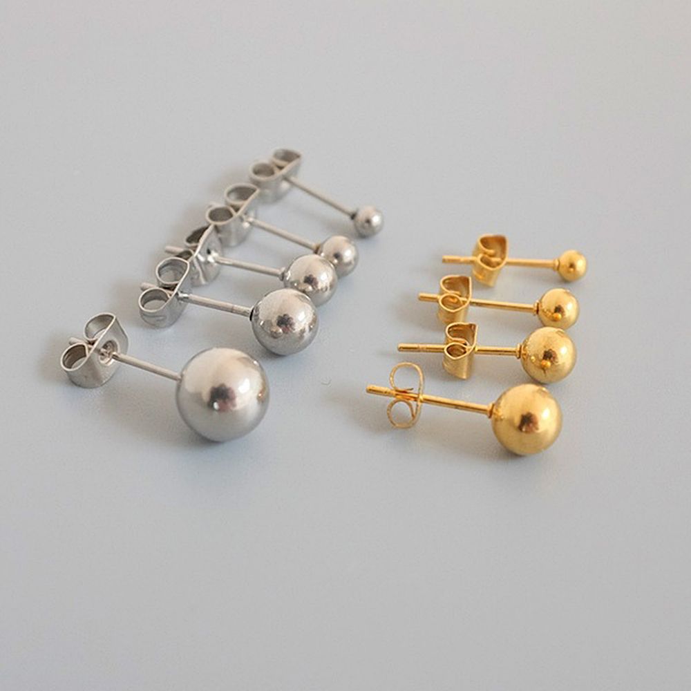 Fashion Gold Color Stainless Steel Women Jewelry Classic Earrings Stud Earrings Ear Stud Small Ball
