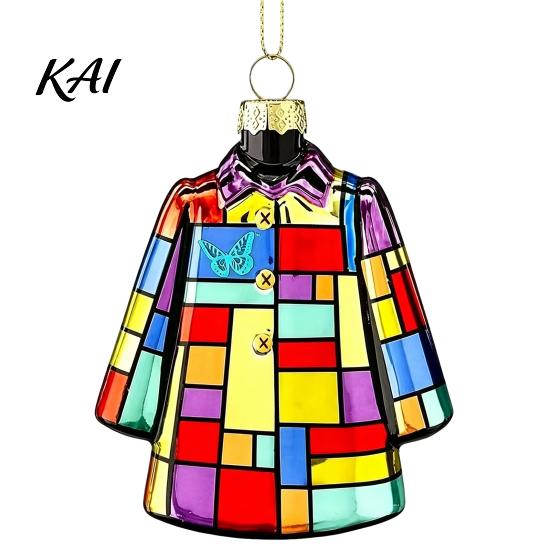 Music Lover Holiday Gifts Acrylic Guitar Christmas Ornament, Patchwork Jacket Butterfly Flat Hanging Pendant Durable Party Supplies with Gold