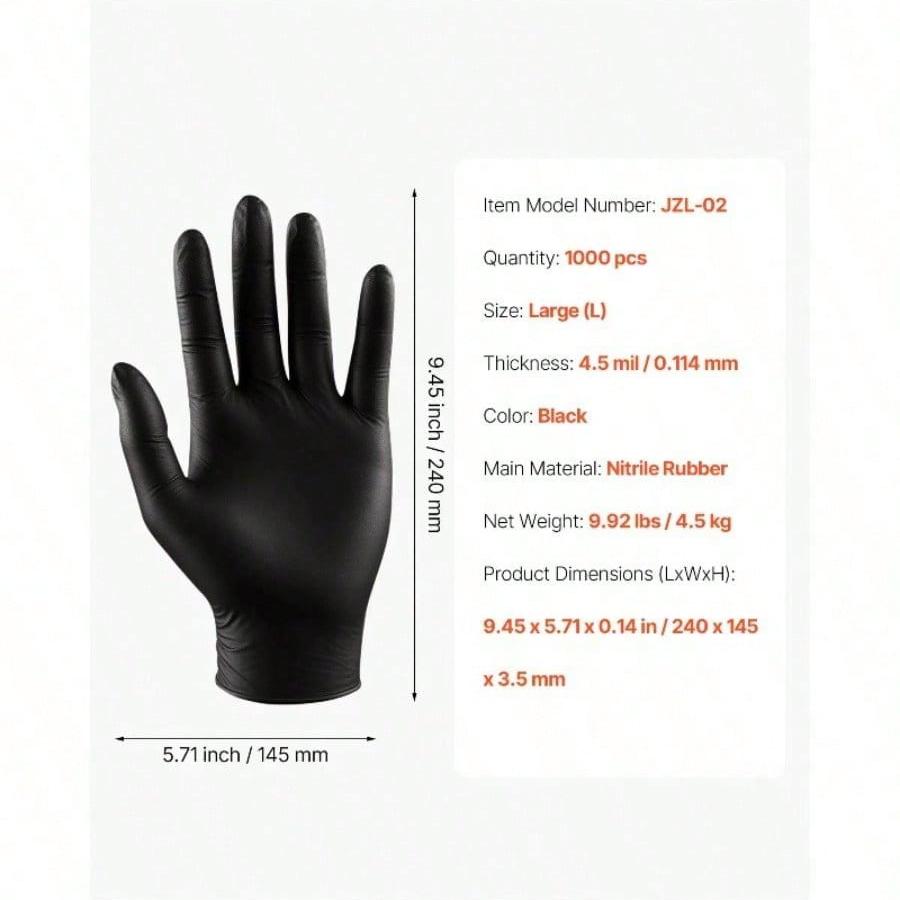 100PCS Black Nitrile Disposable Gloves, Waterproof Latex-Free Cleaning Gloves for Kitchen, Bathroom & Household Use