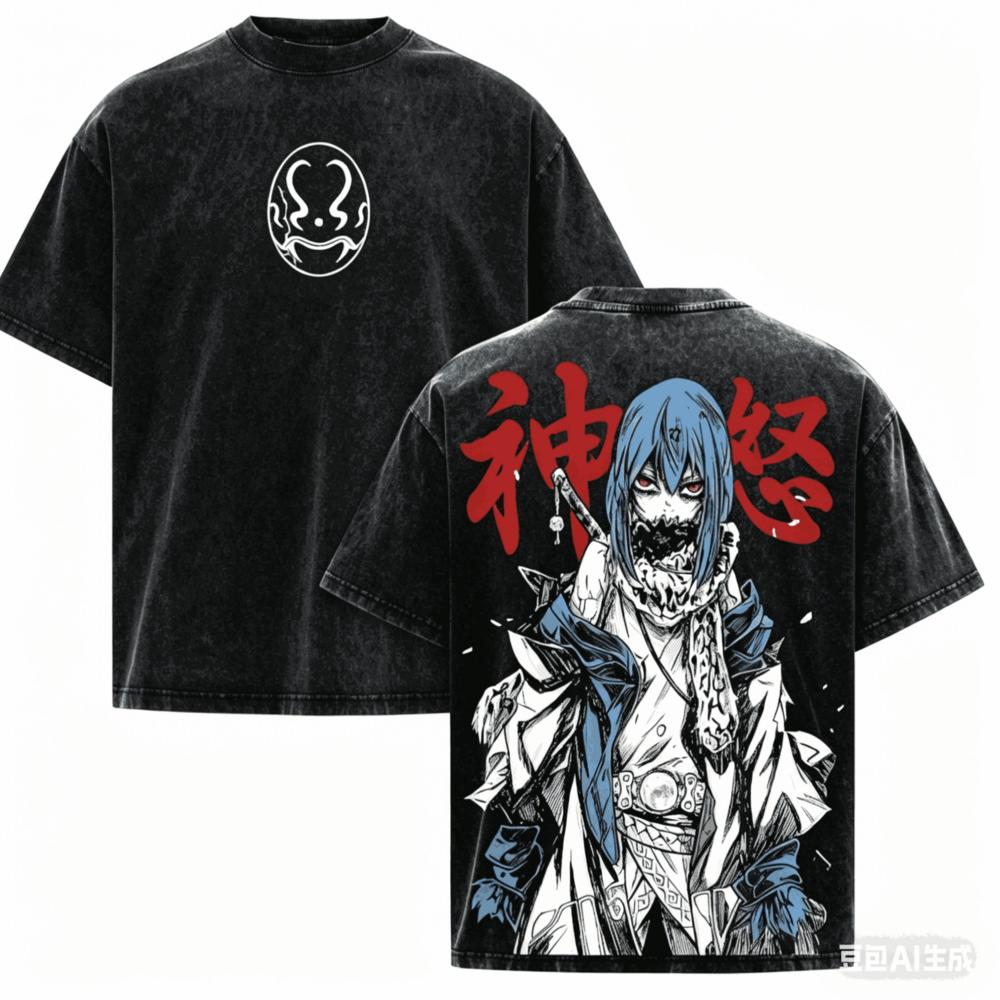 Trendsetter Loose Clothes Slime Rimuru Gewassen T-shirt Kleding voor het hele jaar Hoge kwaliteit Persoonlijkheid Kleding Grote Mat Unisex Nieuw Model Gewassen Vintage Los S