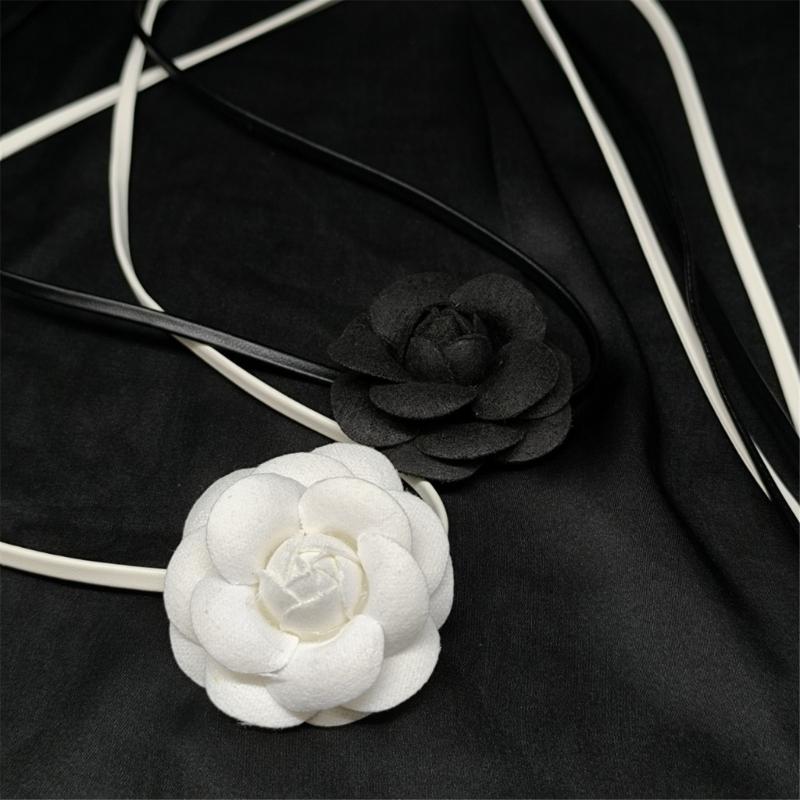 2Pieces Flower Neck Jewelry Set Fabric Necklace Women Neckwear Charm Necklace Date Jewelry Suitable for Daily Wear