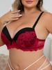 Große Größen BH CD-Körbchen Spitze Kontrast Damen Unterwäsche Sexy Komfort Push-Up Französisch Elegant Tägliche Kleidung