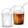 Dome Lid Glass Straw Cup Stripe Pattern Drinking Cup Fashion Milk Tea Cup  Coffee