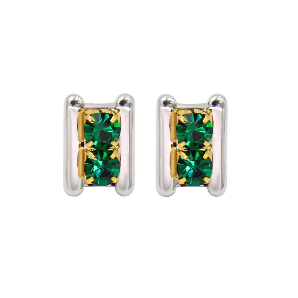 Retro Square Zircon Stud Earrings - Stainless Steel, Colorfast, 2024 Trend