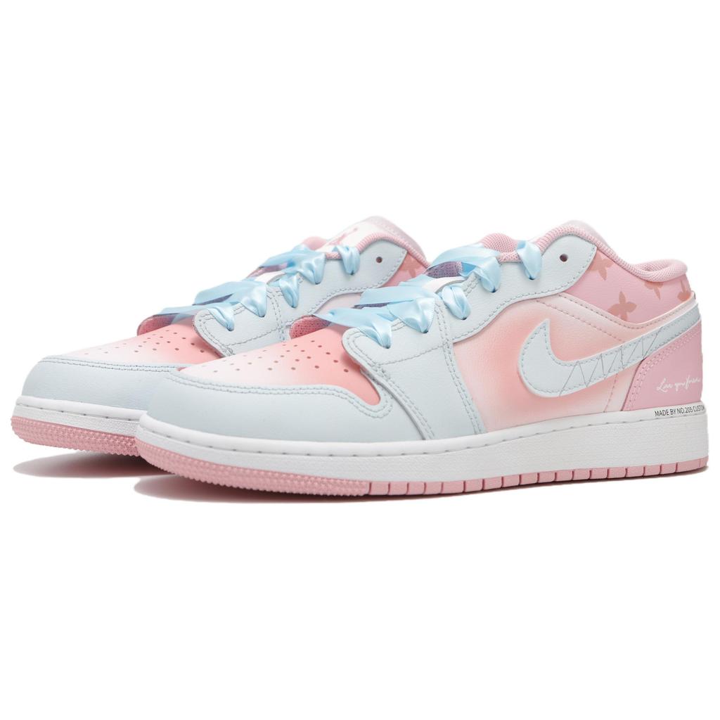Jordan Air Jordan 1 Abrasion Resistant Low top Vintage Basketball Shoes Women's Pink Blue 553560-614(Team82-)